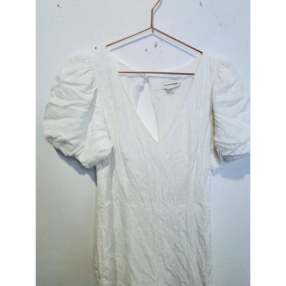 CLUB MONACO Women's White Short Sleeve V-Neck Textures Tie Back Jumpsuit Size 8 - Picture 7 of 14